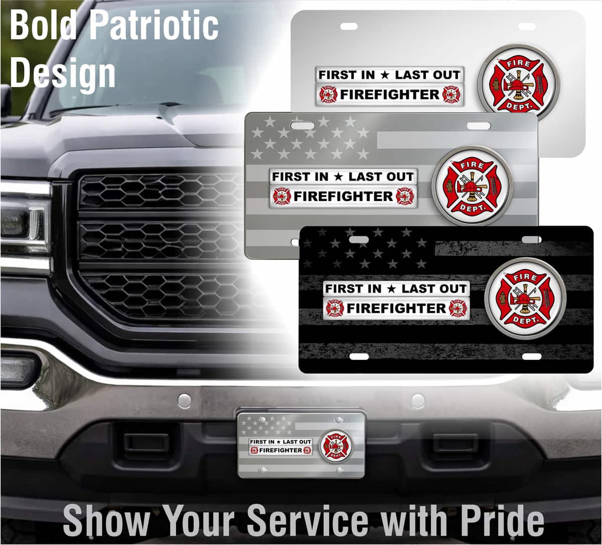 Firefighter Retired - Stainless Steel Car License Plate